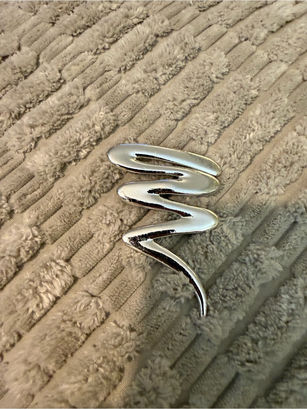Silver Zigzag Abstract Brooch - Sculptural Pin